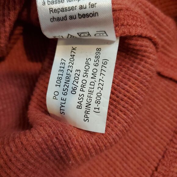 Natural Reflections Thermal Walffle Knit Henley Shirt M Mineral Red Outdoors - Picture 12 of 12